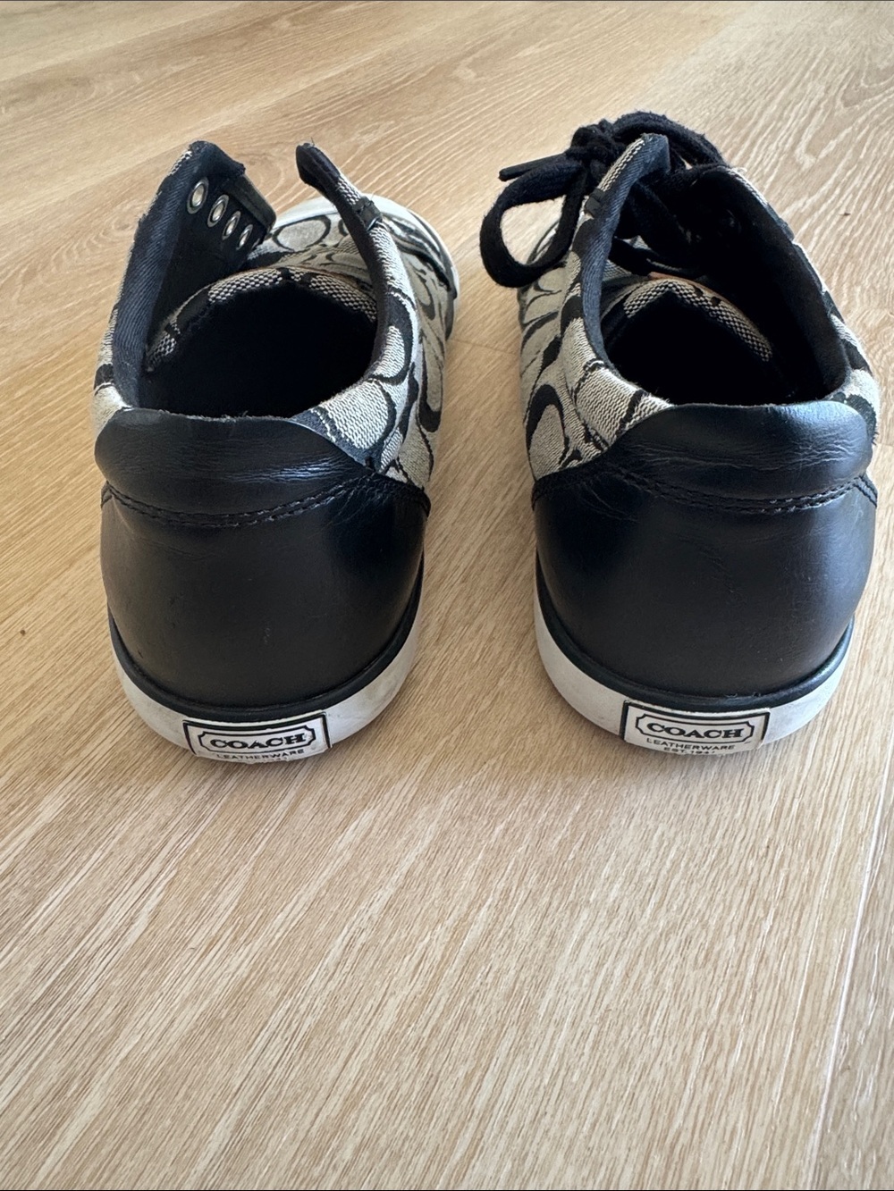 Coach Black and Cream Signature Canvas Sneakers - Picture 3 of 7